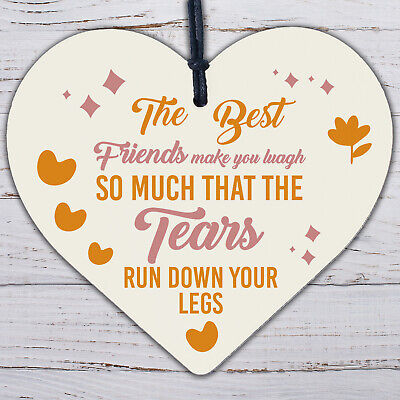 Funny BEST FRIEND Gifts Shabby Chic Wood Heart Friendship Thank You Gift Plaque