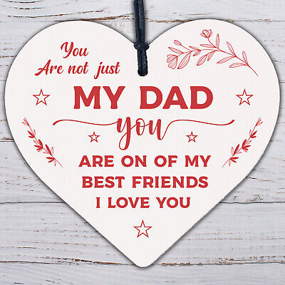 Dad Best Friend Fathers Day Wooden Heart Hanging Wall Sign Gift For Dad Daddy