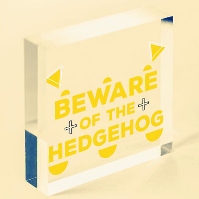 Beware Of The Hedgehog Novelty Wooden Hanging Shabby Chic Plaque Animal Sign