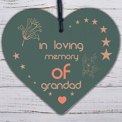 GRANDAD Memorial Plaques Wooden Heart Christmas Bauble Dad Gifts For Him Sign