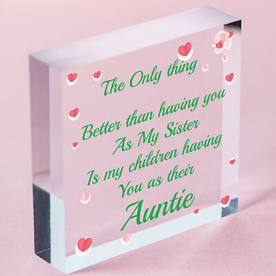 Cute Auntie Heart Plaque Wooden Auntie Birthday Christmas Gifts Sister Plaque