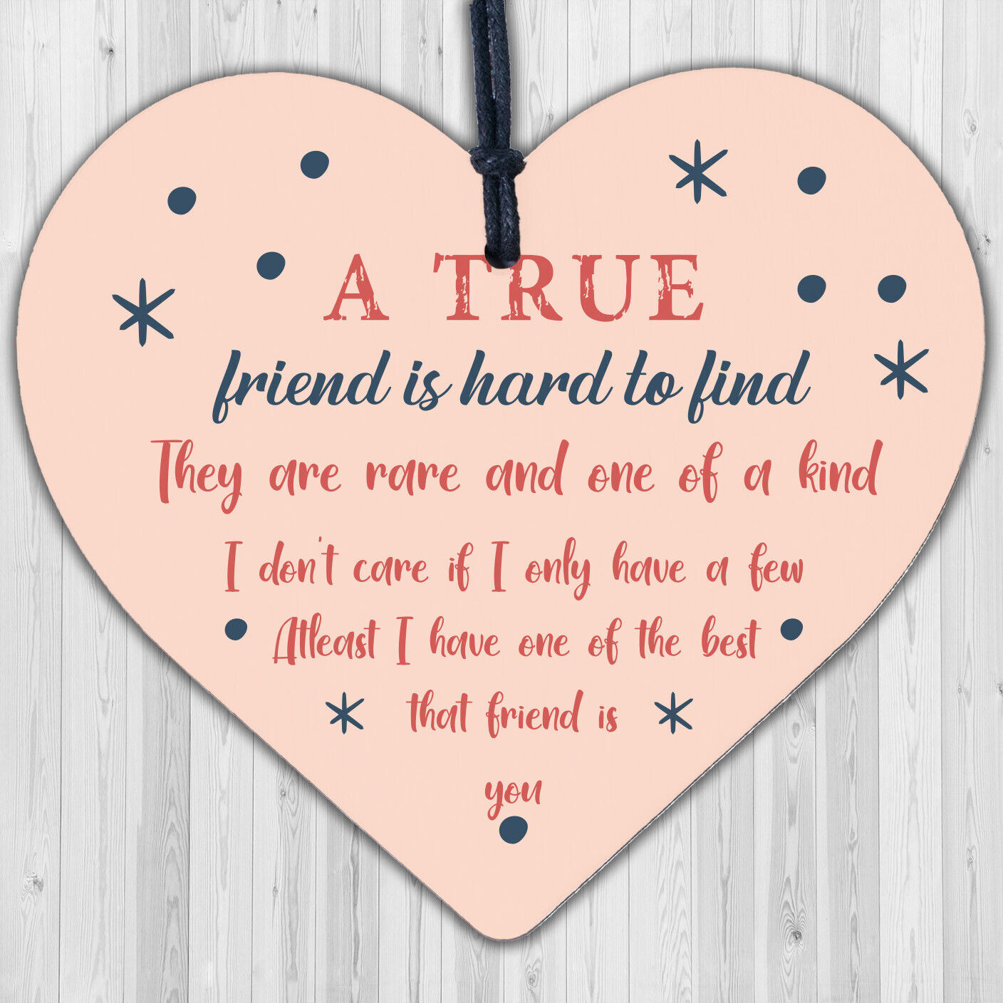 True Friend Friendship Sign Best Friend Plaque Gift Chic Wood Heart Thank You