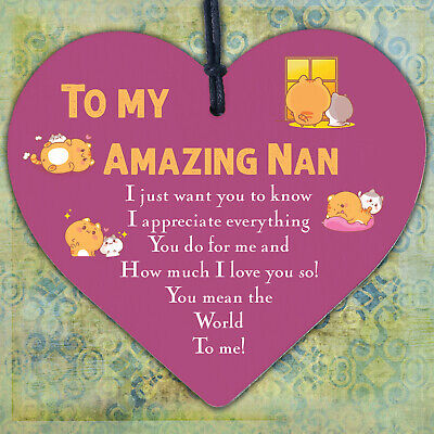 Amazing Nan Mothers Day Birthday Gift For Her Wooden Heart Gift For Nan Nanny