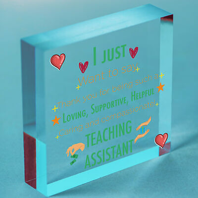 Teaching Assistant Thank You Gift Wood Heart Teacher Nursery Leaving School Gift