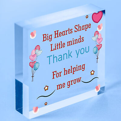 Teacher Leaving Gift Nursery Wooden Heart Plaque Childminder Preschool Thank You