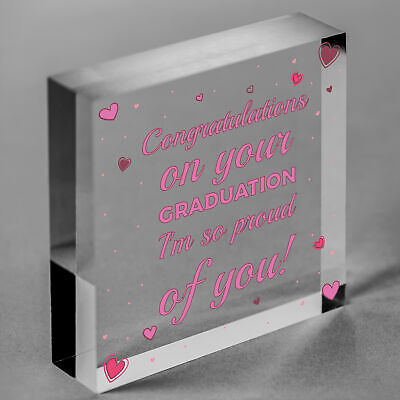 Graduation Congratulations Graduate Degree Wooden Heart Keepsake Gift Plaque