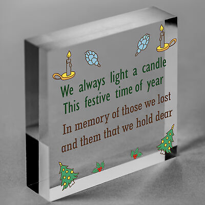 Light Candle Christmas Memorial Bereavement Hanging Plaque Tree Decoration Sign