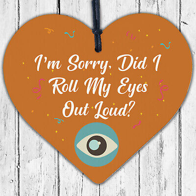 Sorry Did I Roll My Eyes Out Loud? Funny Sarcasm Hanging Plaque Friend Gift Sign