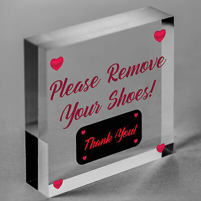 Please Remove Your Shoes! Thank You! Porch Hanging Door Sign Wooden Plaque Gift