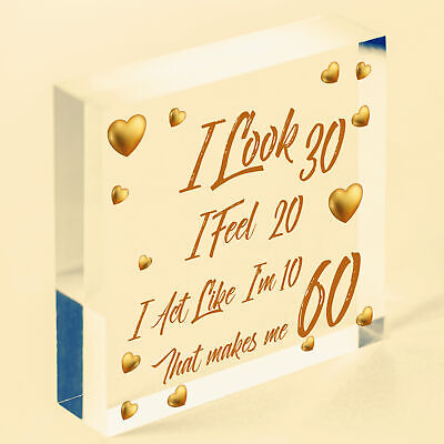 60th Birthday Novelty Funny Gift For Mum Dad Nan Grandad Wood Heart Plaque Card