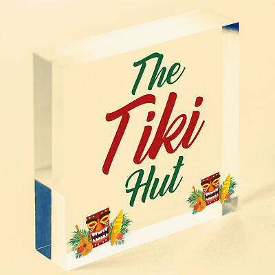 Tiki Hut Hanging Home Bar Pub Kitchen Plaque Alcohol Cocktails Sign Friend Gift