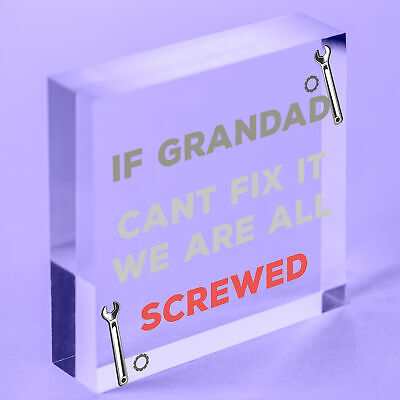 Grandad Fix It Screwed Man Cave Garage Shed Hanging Plaque Dad Grandad Gift Sign