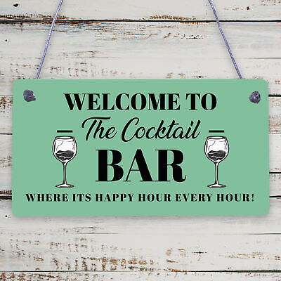 Welcome To Cocktail Bar Novelty Hanging Plaques Pub Garden Sign Friendship Gifts