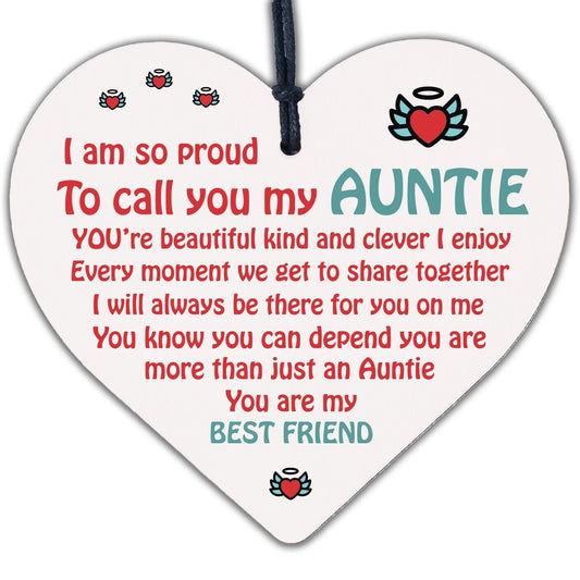 THANK YOU Auntie Christmas Gift Wood Heart Plaque Sister Birthday Gifts For Her