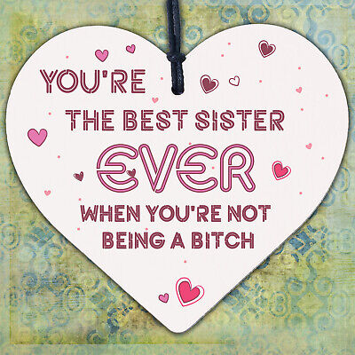 Best Sister Wooden Heart Friendship Plaques Funny Gift Birthday Thank You Signs