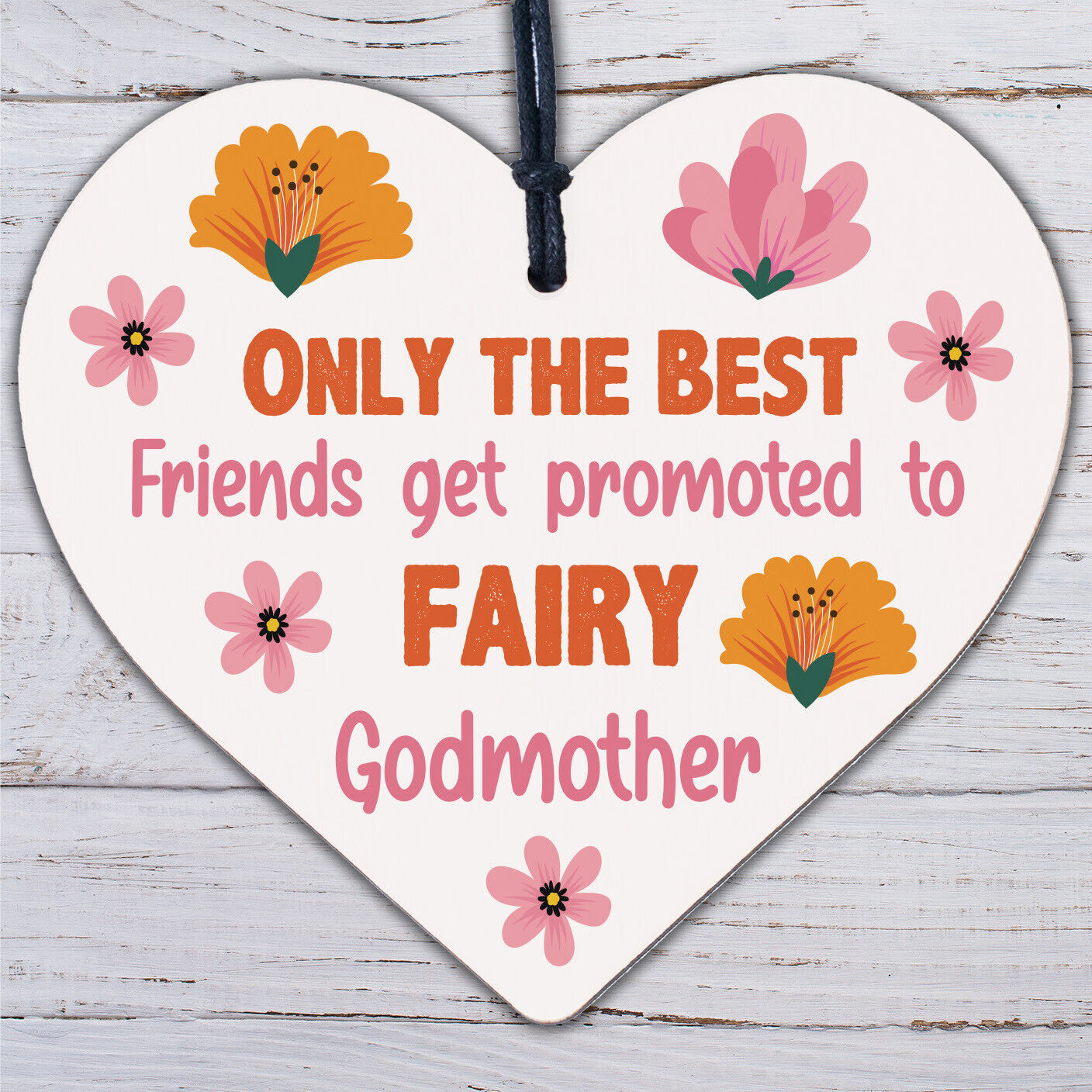 Best Friends Godmother Gift Christening Wooden Heart Plaque Thank You Gift