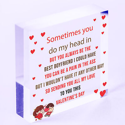 Funny Valentines Gift For Boyfriend Girlfriend Wood Heart Gift For Him Her