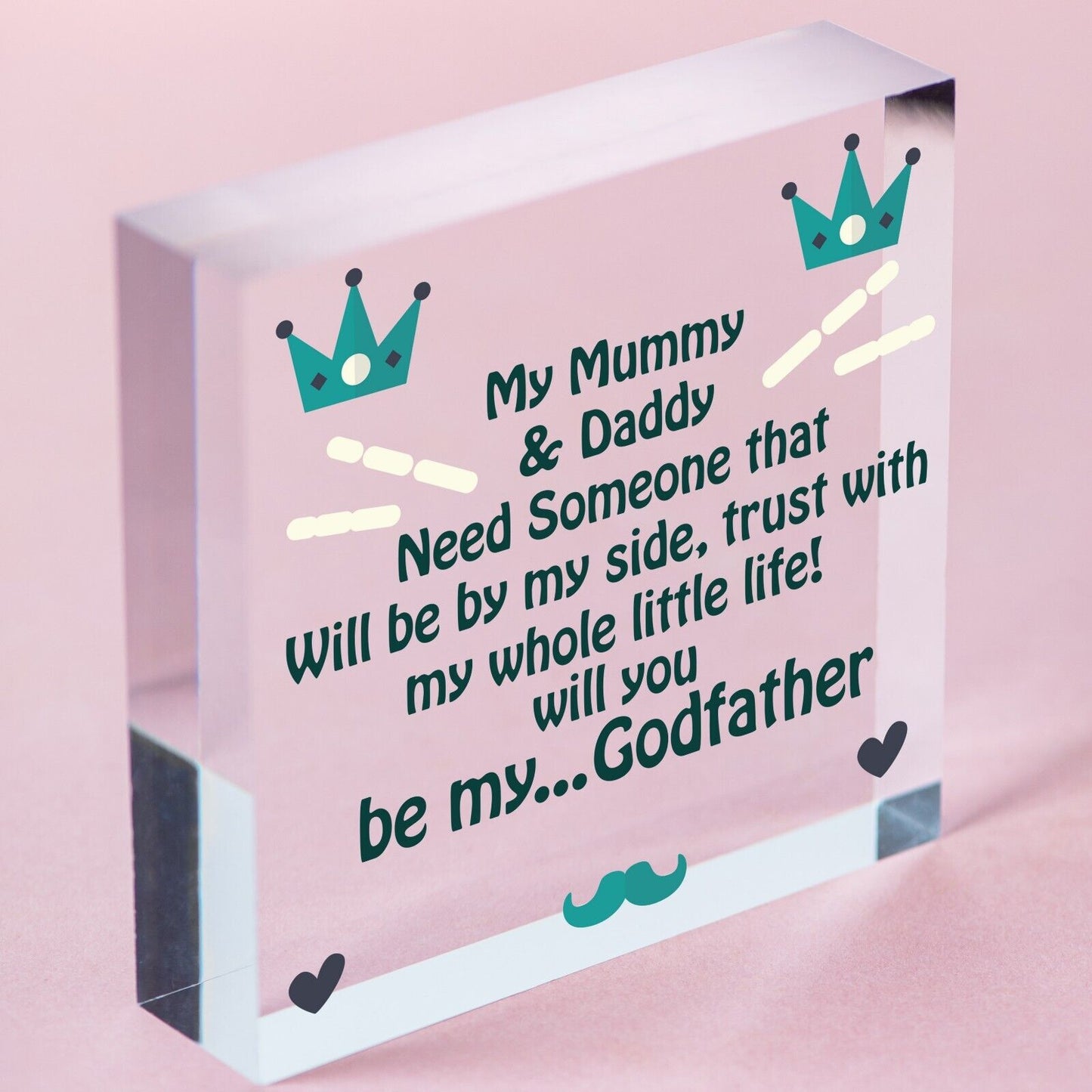 Will You Be My Godfather Heart Plaque Goddaughter Godson Christening Asking Gift