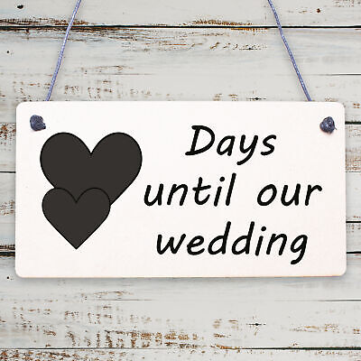 Wedding Countdown Plaque Sign Chalkboard Engagement Gift Mr & Mrs Present