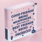 Best Friend Prosecco Friendship Birthday Wooden Heart Alcohol Garden Sign Gifts