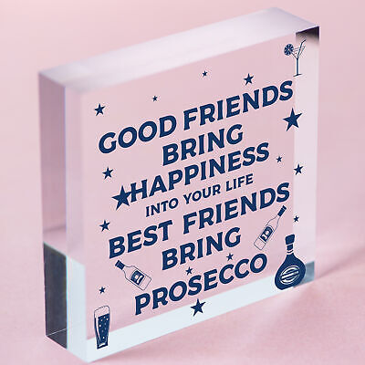 Best Friend Prosecco Friendship Birthday Wooden Heart Alcohol Garden Sign Gifts