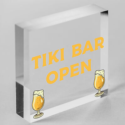 Tiki Bar Open Hanging Bar Plaque Beer Cocktail Beach Decoration Sign Friend GIFT