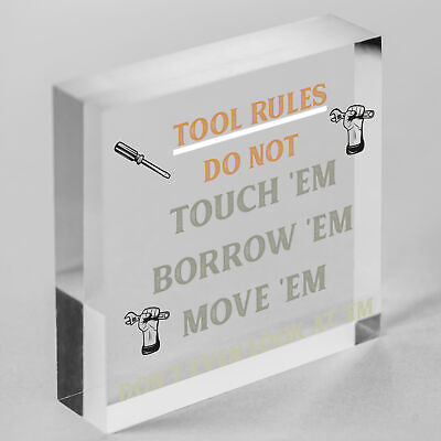 Funny Tool Rules Garage Man Cave Workshop Shed Sign Gift For Him Dad Grandad