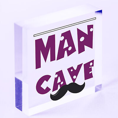 Man Cave Moustache Novelty Wooden Hanging Plaque Funny Sign Classy Husband Gift