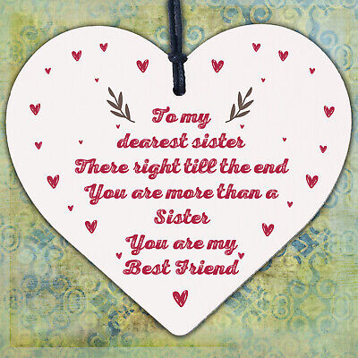 Sister Gift Friendship Wooden Heart Plaque Shabby Chic Birthday Big Sis Sign