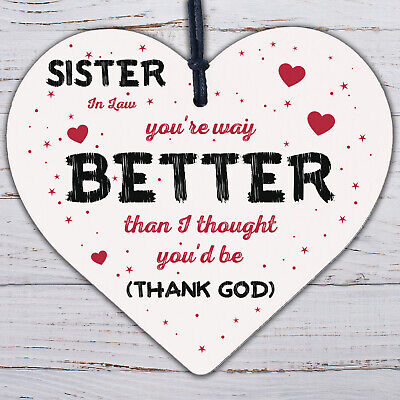 Special Sister In Law Gift Wooden Heart Plaque Friend Gift Birthday Thank You