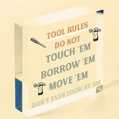 Funny Tool Rules Garage Man Cave Workshop Shed Sign Gift For Him Dad Grandad