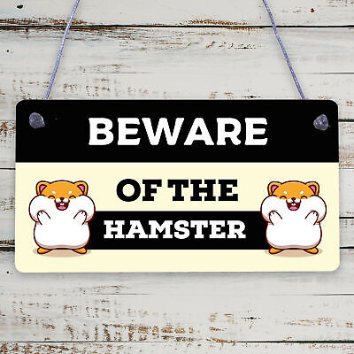 Beware Of The Hamster Novelty Wooden Hanging Shabby Chic Plaque Hamsters Sign