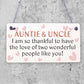 Auntie Uncle Thank You Wooden Hanging Plaque Gift Shabby Chic Love Sign Present