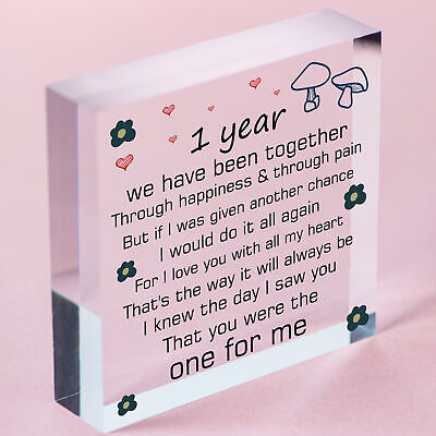 Anniversary 1st Wedding Anniversary Engagement Wooden Heart Plaque Gift Keepsake