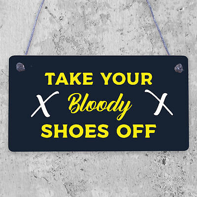 Bloody Shoes Funny Vintage Remove Shoes Present Hanging Plaque Gift Door Sign