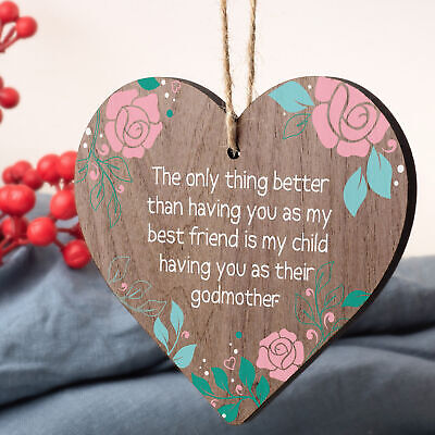 Best Friend Godmother Gifts Wooden Heart Plaque Thank You Friendship Keepsake