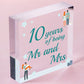 10 Year Anniversary Gift Wooden Heart Sign Mr And Mrs 10th Anniversary Plaque