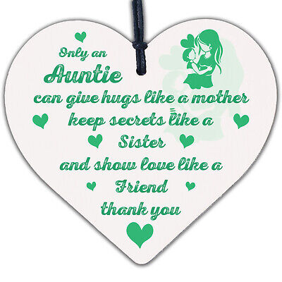 Special Auntie Sister Gift Handmade Wooden Heart Birthday Plaque Friendship Gift