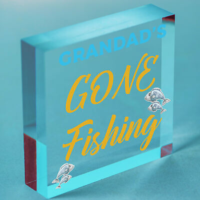 Grandad's Gone Fishing Dad Fisherman Grandad Hanging Wall Plaque Man Cave Sign