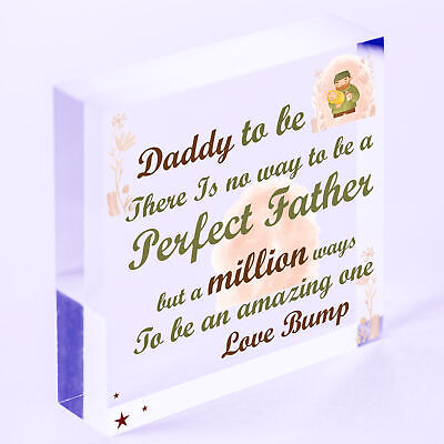 Daddy Dad To Be Present From Bump Baby Shower Wood Heart Plaque Decoration Gift