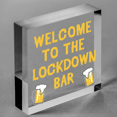 The LOCKDOWN Bar Funny Quarantine Plaques Novelty Home Bar Sign Man Cave