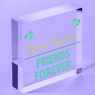 Born Together Friends Forever Twin Keepsake Gift Hanging Plaque Family Sign Baby