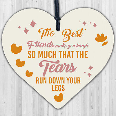 Funny BEST FRIEND Gifts Shabby Chic Wood Heart Friendship Thank You Gift Plaque