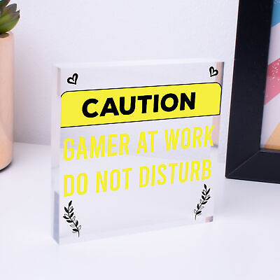 Gaming Funny Caution Bedroom Sign Games Room Gamer Gift For Boys Brother Son