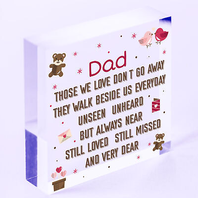 DAD Memorial Plaques Wood Heart Christmas Tree Bauble Ornament Decoration Sign