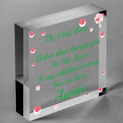 Cute Auntie Heart Plaque Wooden Auntie Birthday Christmas Gifts Sister Plaque