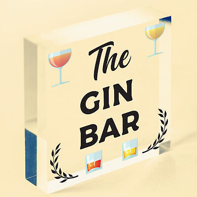 The Gin Bar Garden Party Alcohol Novelty Drinking Gift Pub Hanging Wall Plaque