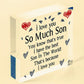 Son Card Birthday Christmas Wooden Heart Son Gifts From Mum Dad Keepsake Gift