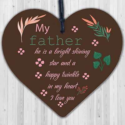 Dad Father Memorial Hanging Wood Heart Remembrance Plaque Keepsake Gift For Dad