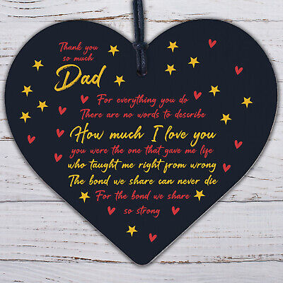 Dad Gifts From Daughter Son Wooden Heart Christmas Birthday Gift For Dad Daddy